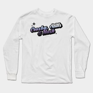 Crosby, Stills And Nash - Retro Classic Typography Style Long Sleeve T-Shirt